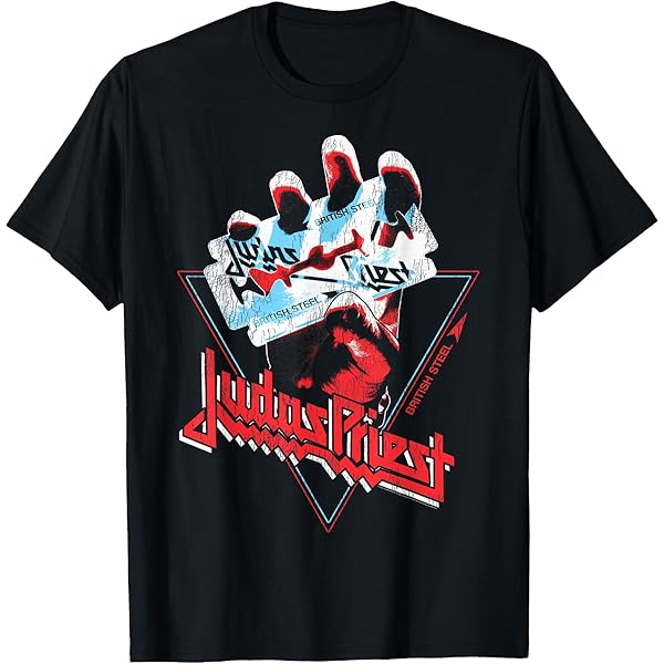 Judas Priest Men's Solid Circle Vintage Tour Logo T-Shirt
