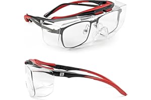 LANON Safety Glasses Over Eyeglasses, ANSI Z87.1 Lenses with Anti-Fog & Scratch, UV Protection, Soft TPR Nose Pads, Adjustabl