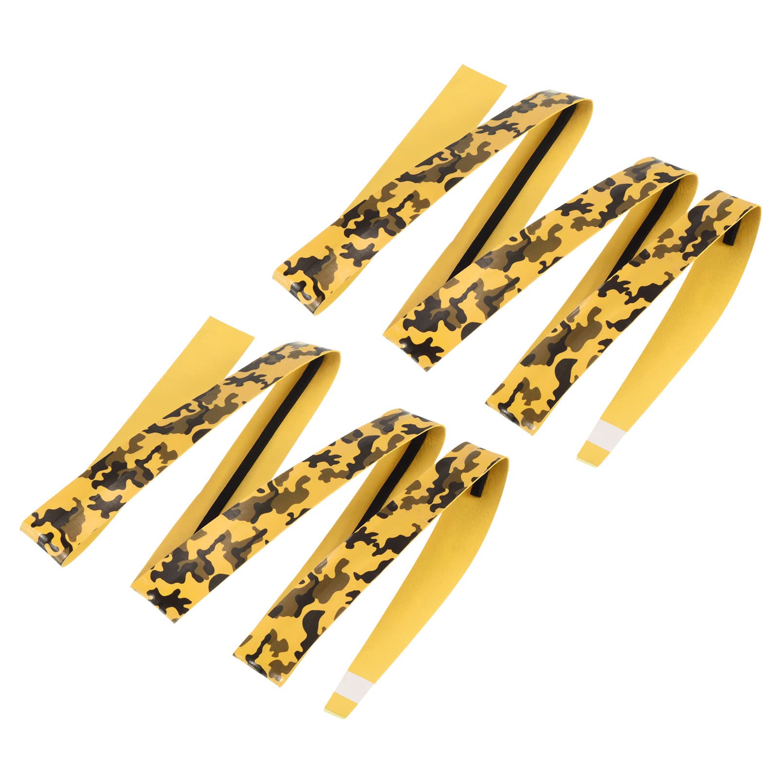 PATIKIL Racket Overgrip with Damping Ridges, 2 Pack PU Grip Tape Non-Slip Absorbent Camo Pattern for Tennis Badminton Fishing Rod, Yellow