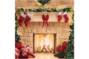 Allenjoy 6 x 6 FT Christmas Fireplace Backdrop Photography Background Portrait Photobooth Xmas Party Banner Decorations Photo Studio Props