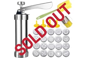 Spritz Cookie Press Gun Kit, Stainless Steel Biscuit Press Cookie Gun Set with 20 Cookie discs and 4 nozzles for DIY Biscuit 