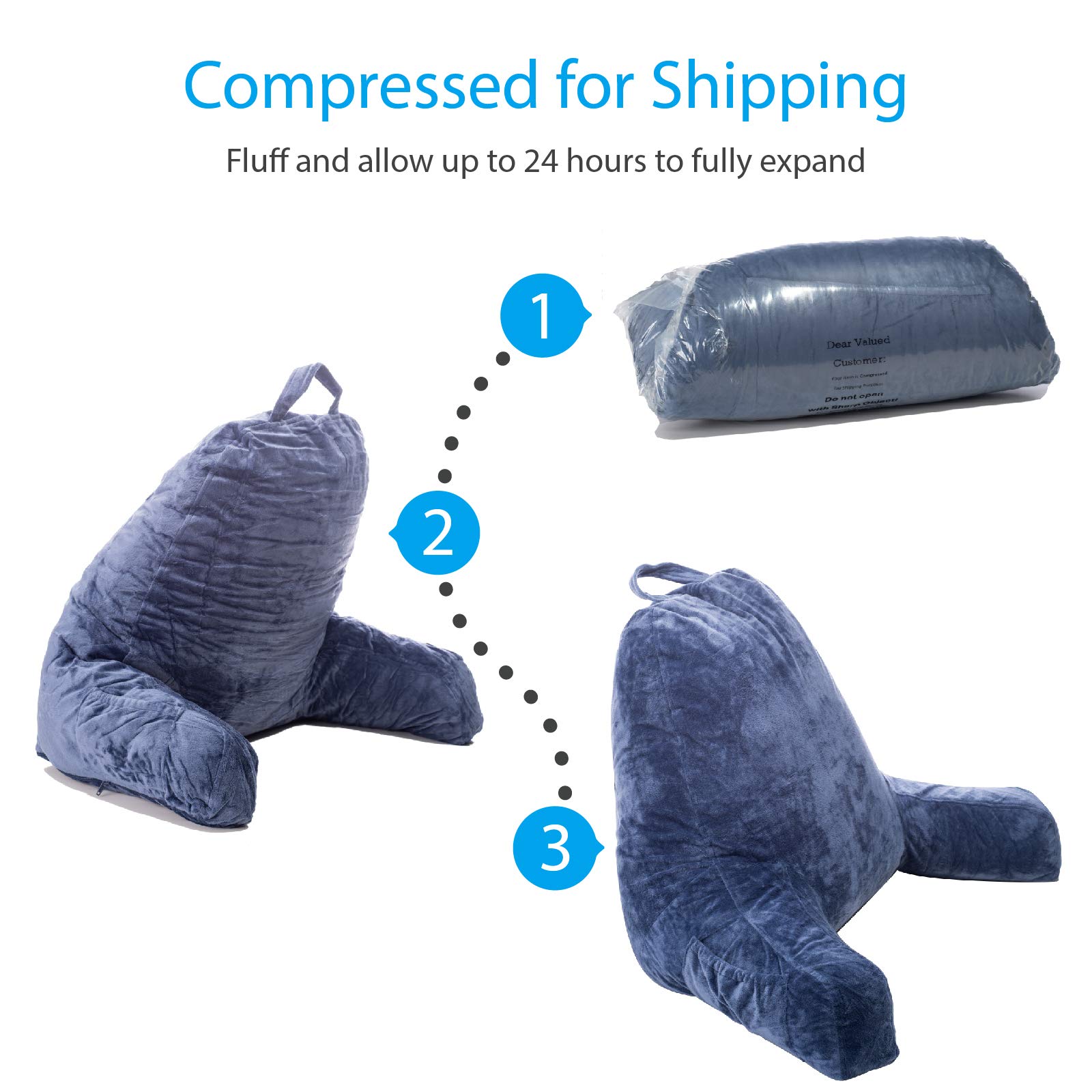 FavFactory Reading Pillow with Arms Pockets for Sitting Up in Bed