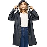 UNIQUEBELLA Rain Jackets for Women Waterproof, Raincoat Long Hooded Rain Coats Outdoor Windbreaker Trench Coat