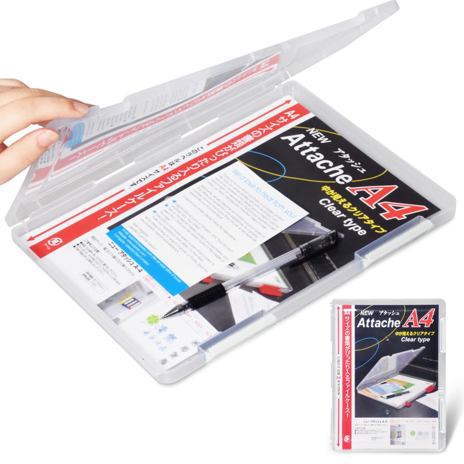 Marte Vanci Plastic A4 File Box Clear Paper Storage File Holder Dustproof Document Protector Portable Organiser Filing Box Project Case for Photo Craft Board Games Storage White