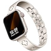 Missair Compatible with Apple Watch Band 38mm 40mm 41mm 42mm 44mm 45mm 46mm 49mm, Four Leaf Lucky Bracelet Women Dressy Stainless Steel Metal Clover Strap for iWatch Series 11 10 9 8 7 6 5 4 SE Ultra