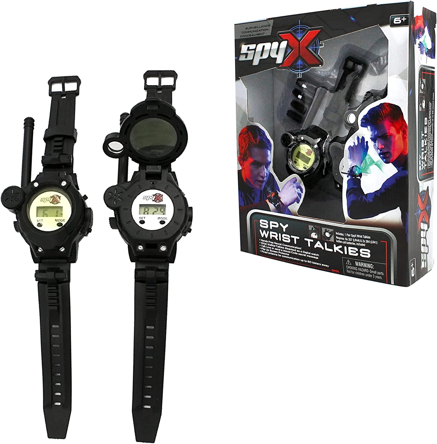 SpyX - 10538 Spy Wrist Talkies For Kids - Hands-Free Secret Communication Via Disguised Walkie Talkies For Fun Spy Missions - Includes Watch Disguise and Morse Code Option, 6+ Years