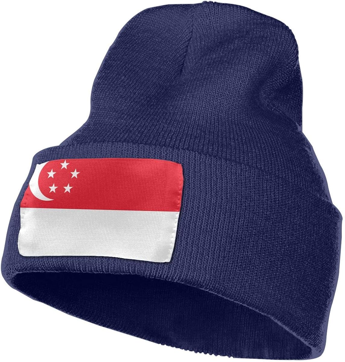 Uosliks Navy Unisex Beanie Hat Singapore Flag Knit Hat Cap Skull Cap