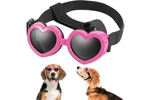 APOSU Dog Sunglasses Small Breed Goggles UV Protection with Adjustable Strap Doggy Heart Shape Anti-Fog Sunglasses Eye Wear Protection for Puppy Sun Glasses Doggie Windproof Glasses (Pink)
