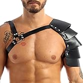 Men's Medieval Shoulder Armor Black Viking Leather Warrior Adjustable Chest Harness Belt Vintage Armor Halloween Cosplay Knight Body Chest Harness