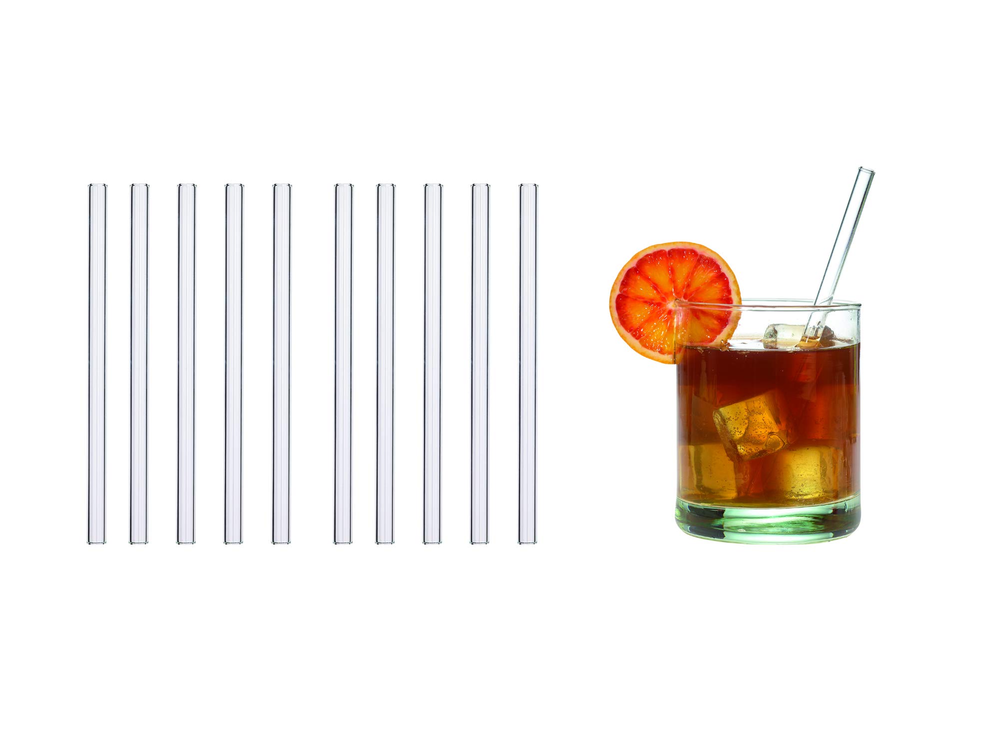 TFA Dostmann GlasWerk Short Glass Drinking Straws, 14.2015.10, Pack of 10, Dishwasher Safe, for Cocktails, White