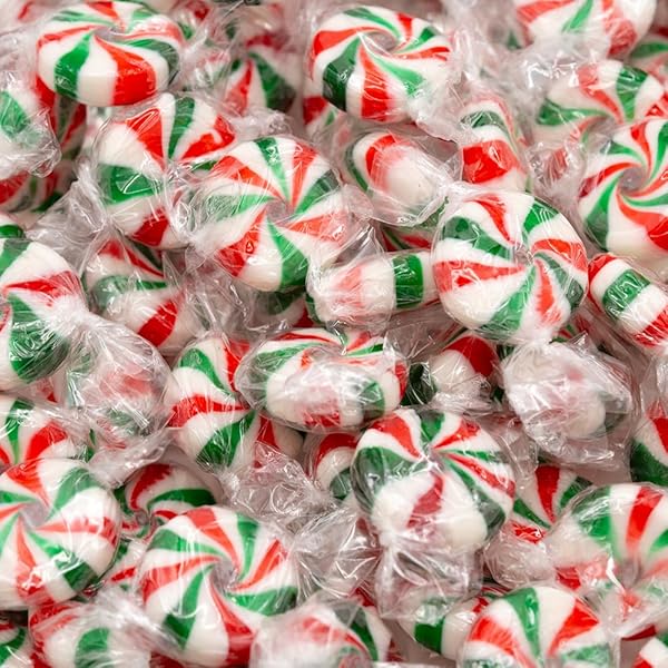 PEPPERMINT STARLIGHT MINTS | 3-POUND BAG | PINWHEEL HARD CANDY | INDIVIDUALLY WRAPPED | ABOUT 220 PIECES