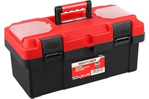 MAXPOWER Tool Box 16 inch, Plastic Small Tool Box with Latch and Removable Tray, Lockable Toolbox for Home