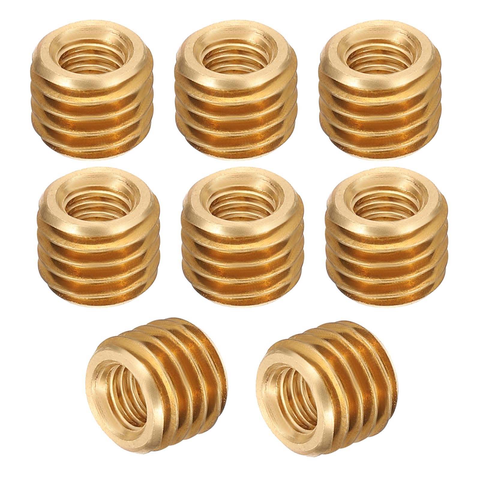 PATIKIL Brass Threaded Repair Insert Nut, 8 Pcs M10xM6x8mm Male to Female Thread Sleeve Inserts Reducing Nut Adapter Reducer Screw Sleeves