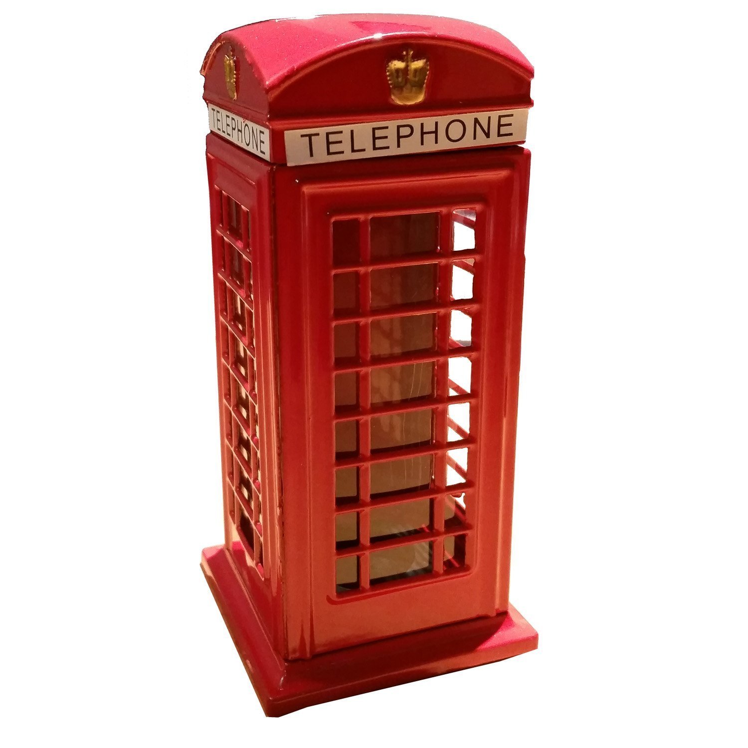 My London Souvenirs London-1 Telephone Booth / Die Cast Metal Money Box Bank Souvenir! Union Jack on Box / Speicher / Memoria! A Collectible, Distinctive, London,Red,12 cm x 6 cm x 6 cm
