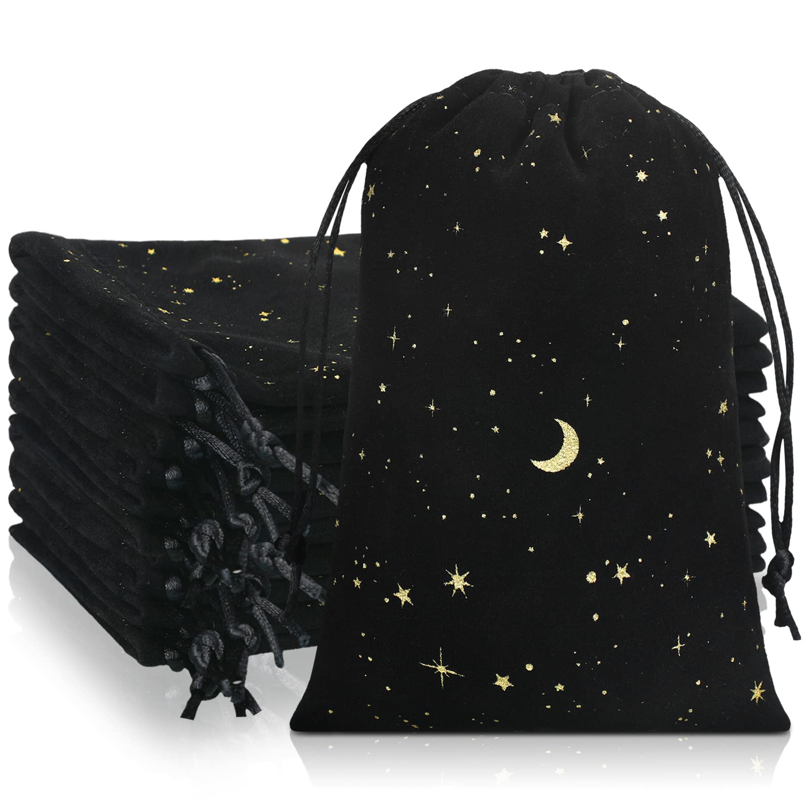 Photo 1 of Hillban 30 Pcs 4 x 6 Inch Black Velvet Drawstrings Bags for Jewelry Moon Star Pouch with Drawstrings Ring Bags for Jewelry Gift Packaging Wedding Anniversary Christmas Eid Mubarak