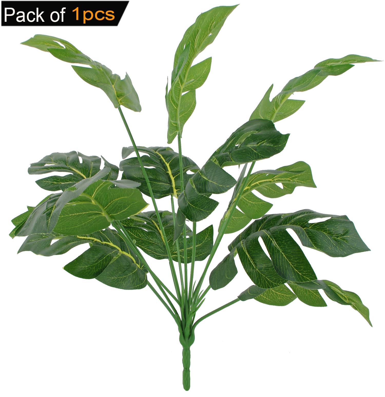 CLONG Artificial Plant Monstera Faux Shrubs Plastic Fake Flowers Filler Bushes UV Resistant Indoor Outside Window Box Greenery Home Garden Green Verandah Office Bonsai Wedding Decor - 1pcs
