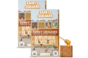 Fair & Square Gluten Free Graham Crackers Powered by Gut Friendly, Prebiotic Banana Flour | Organic, Vegan, Dairy Free, Allergen Friendly, Nut Free, High Calcium, Kosher | 4 oz (Pack of 2) - Honey Graham Crackers