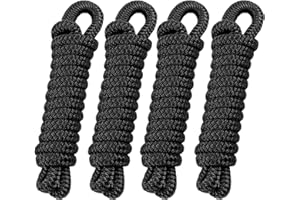 J-FM TWNTHSD Fender Lines 4 Pack 3/8 Inch x 10 ft Premium Boat Fender Lines with 5" Eyelet, Double Braid Nylon Boat Bumper Rope/Boat Fender Rope, Dock Lines Boat Ropes for Docking Boat Lines Dock Ties