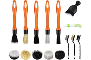 Fitosy Car Detailing Brush Set, Soft Boar Hair Auto Detailing Cleaning Kit, Perfect for Automotive Car Duster,Wheels,Dashboard,Interior,Exterior,Leather,Air Vents,Engines (10 Brush Set)