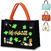 SERENEDWELLING Halloween Trick or Treat Bag, Thickened Canvas and Reusable, Decorative Halloween Tote Bag