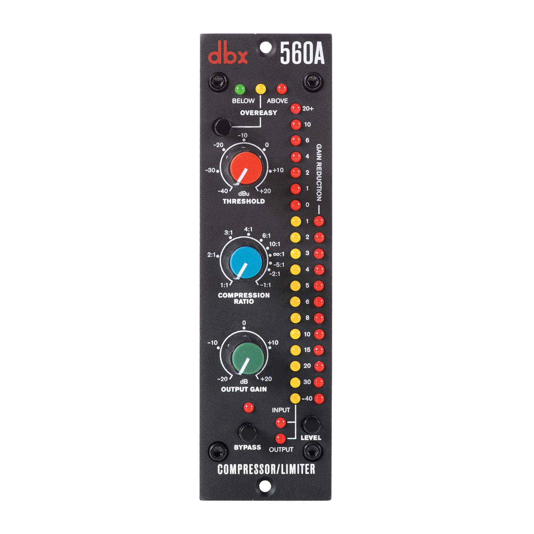 dbx DBX560A Compact, Professional Audio Stereo Compressor/Limiter Dynamic Effects Processor, Analog VCA Compression for Portable, Tour, Studio, and Broadcast. Rack Mount, 1 Slot. Black