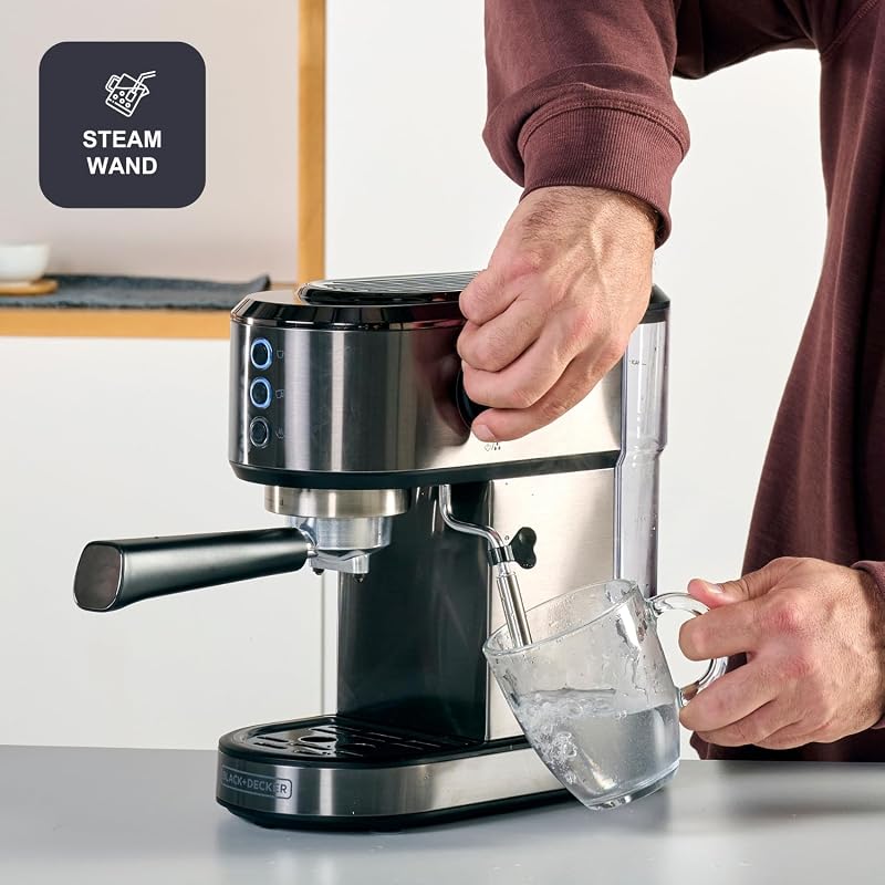 BXCO1350E - Cafetera Espresso 1350W | 20 Bar | Sistema Thermoblock | 1-2 Tazas | Vaporizador Orientable | Depósito 1L Extraíble | Bandeja Antigoteo | Calientatazas — foto 3 di 8