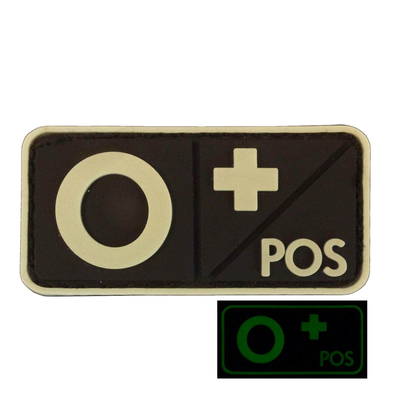 O POS Blood Type GITD Glow in The Dark PVC Rubber 3D Hook Patch