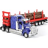 SHINESIGNAL Logging Semi Truck and Trailer Toy, Large 1/50 for Kenworth W900 Diecast Metal Truck Tractor Trailer Transport Series Lumber Gifts for Boys Adult Model Car Collector