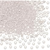 Glass Seed Beads Penta Angel 50g Mini Round Craft Loose Spacer Pony Beads for Earring Bracelets Necklace Waist Bead Jewelry Making（2mm, Silver