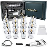 DEFUNX Cupping Kit for Massage Therapy - 16 Cups Professional Massage Cups Set with Manual Pump, Vacuum Cupping Therapy Set for Cellulite Reduction Muscle Pain Relief