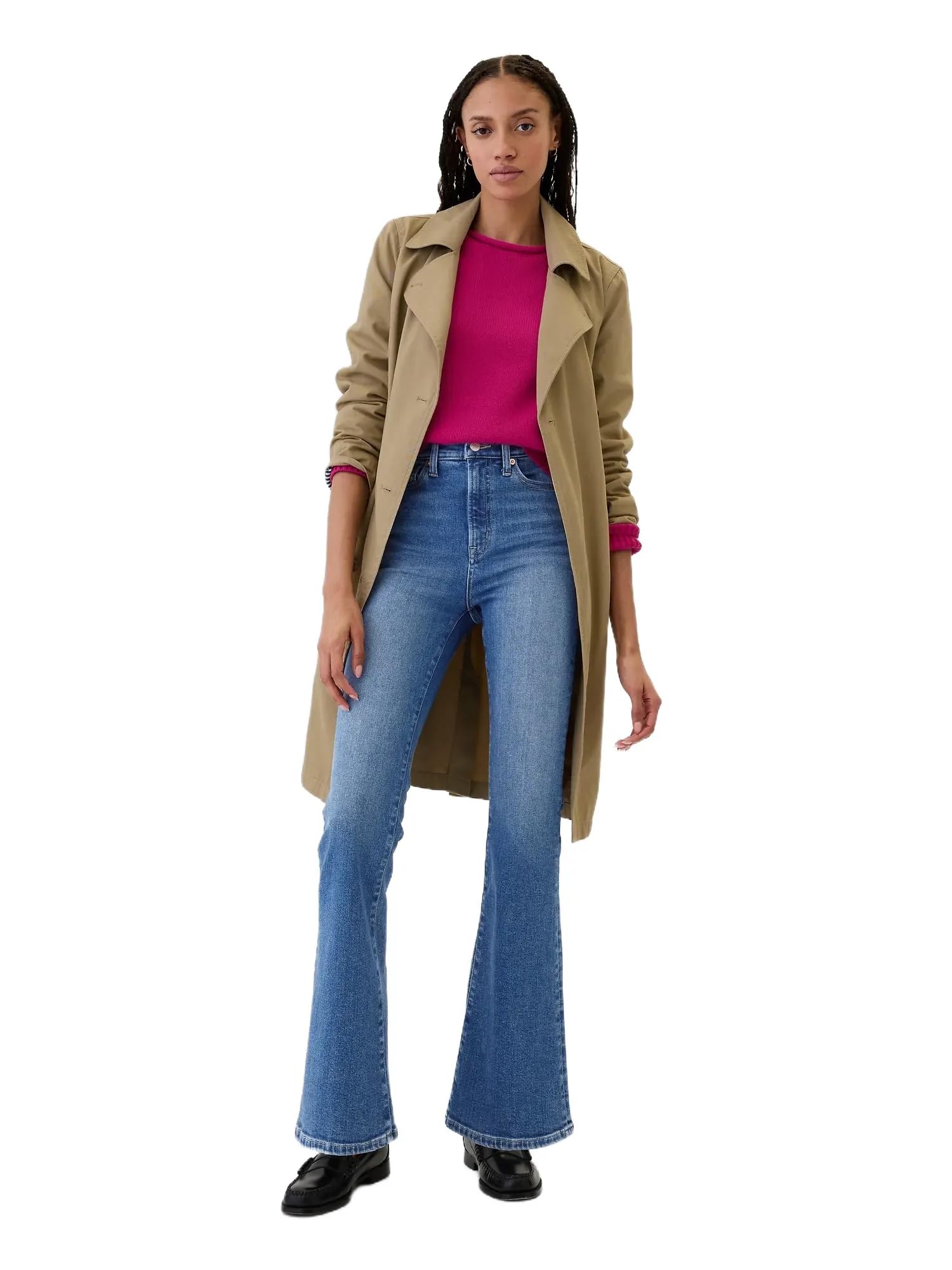 GAP Womens High Rise Flare Jeans Medium Wash 34 REG