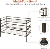 Amazon Basics 3-Tier Shoe Rack Organiser Holds 9-Pair Brown 68 x 32 x 47.5 cm view 4