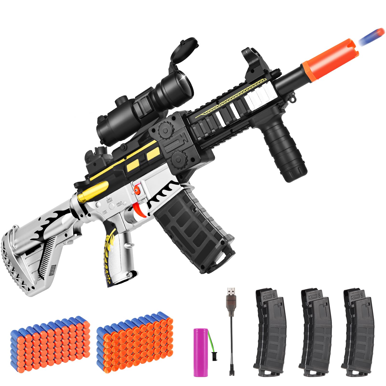 Photo 1 of Realistic Toy for Nerf Guns Dart - Electric Sniper Rifle with Scope 120 Soft Bullets 3 Magazine, Automatic Foam Blaster for Boy Age 8-12 Years Old,Indoor Outdoor Gifts for Adult Kid Holiday Birthday