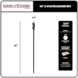 Greycore Tools 3/4 Inch x 16 Inch 3-Flute Auger