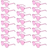 YWL 20 Pairs Heart Shaped Sunglasses Bulk, Colorful Rimless Fun Heart Sunglasses for Women Party Favors