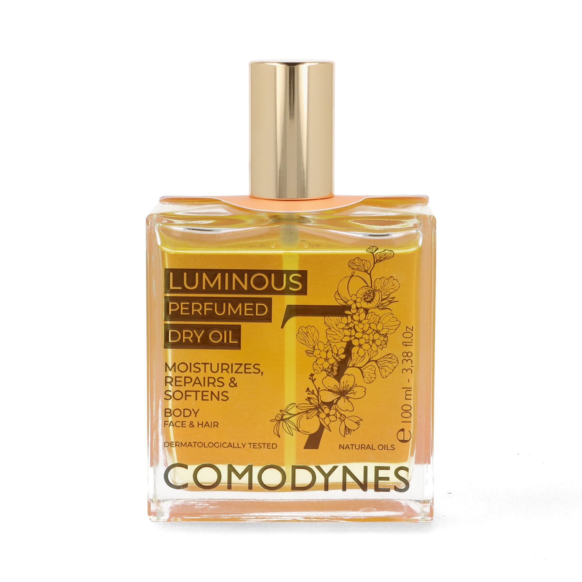 Comodynes Luminous Perfumed Dry Oil - Aceite Hidratante, Reparador Y Antioxidant Con Vitaminas E Y F Para Cara, Cuerpo Y Cabello - 100 ml, 180 g