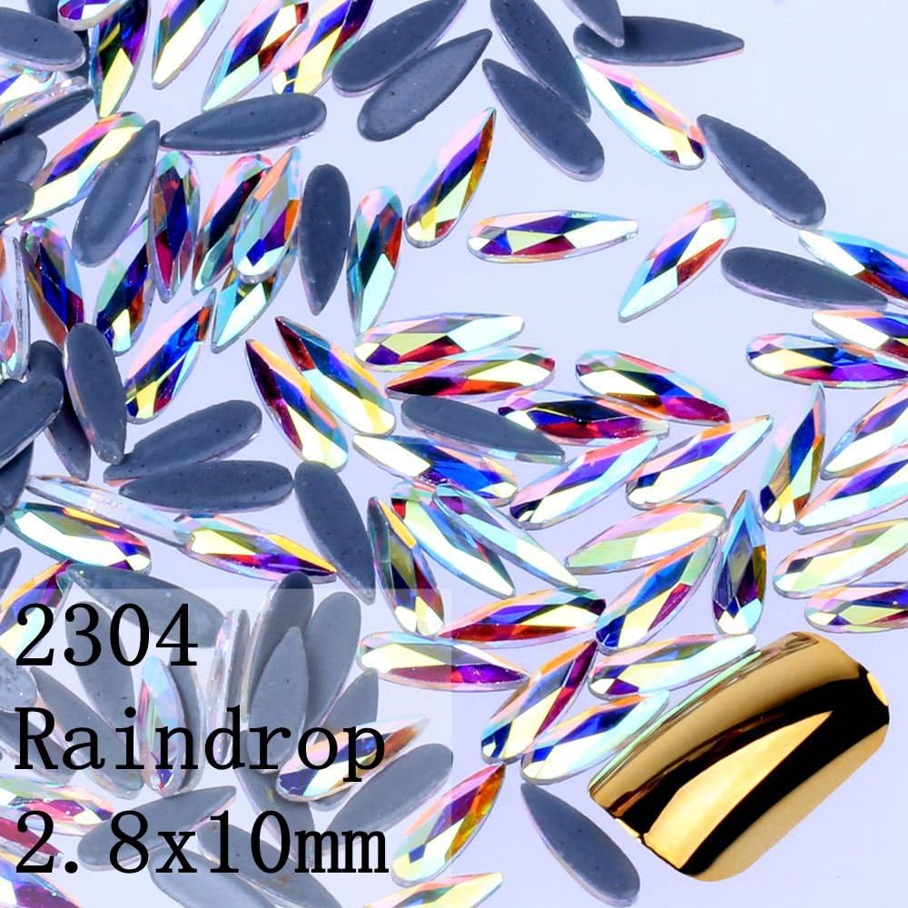 Hotfix Flatback Glass Rhinestones144pcs 2304 Raindrop 2.8x10 Crystal AB for Nail DIY Jewelry Dress Garments Decorations