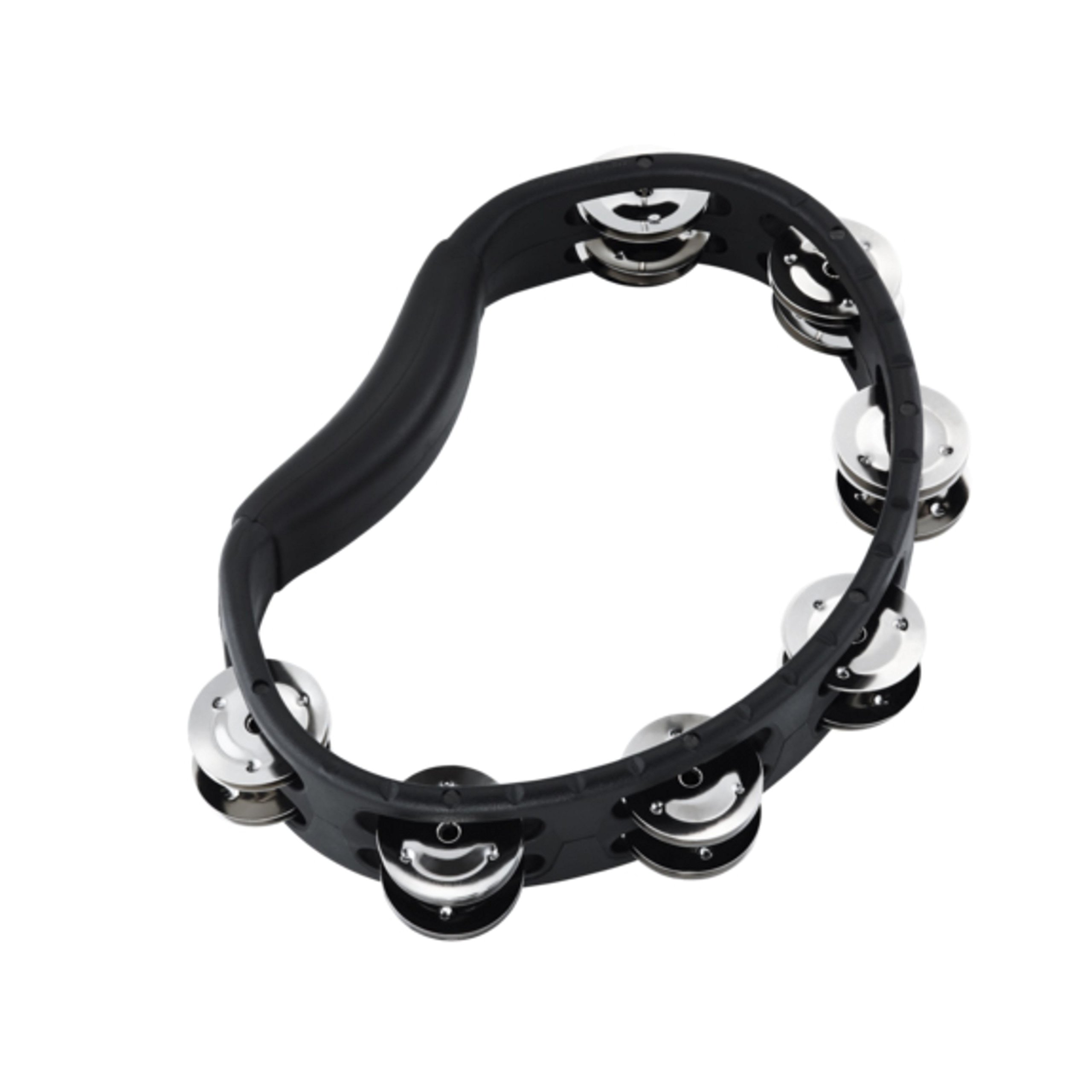 Meinl Percussion Headliner Hand Tambourine - 2-Row Tambourine - With Curved Handle - ABS Plastic / Steel, Black / Silver (HTMT1BK)