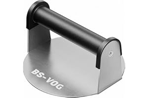 BS-VOG Burger Press, 6" Stainless Steel Burger Smasher for Griddle, Nonstick Round Hamburger Smasher Tool for Cooking Bacon, Patty, Ground Beef, Meats, Dishwasher Safe, Christmas Gift Package for Men