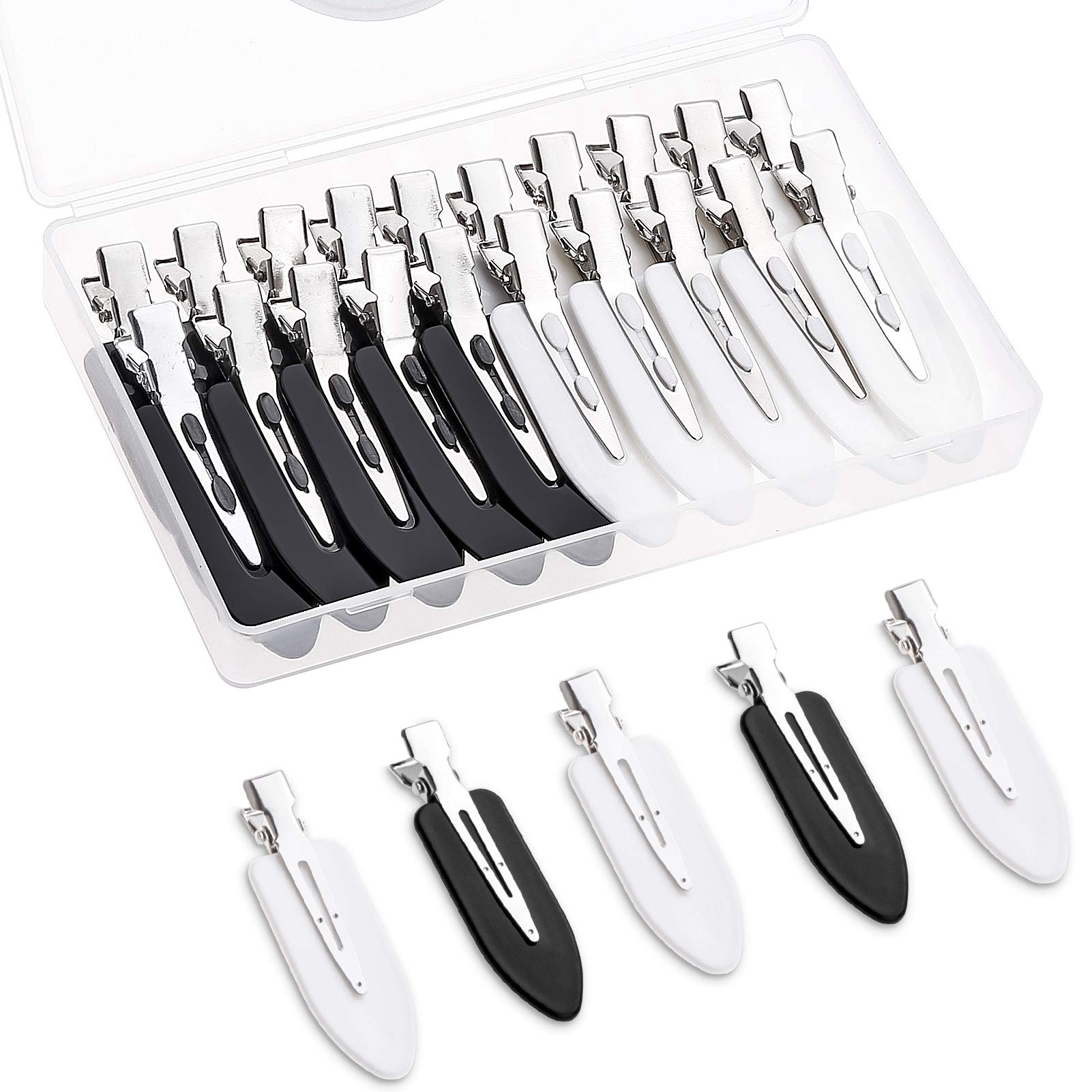 20pcs Dent Free Hair Clips, No Bend No Creaseless Hair Clips with Storage Box, No Crease Barrette Pin Curl Clips for Girls Women Make Up Hairdressing Daily Use (Black, White) โ image 1