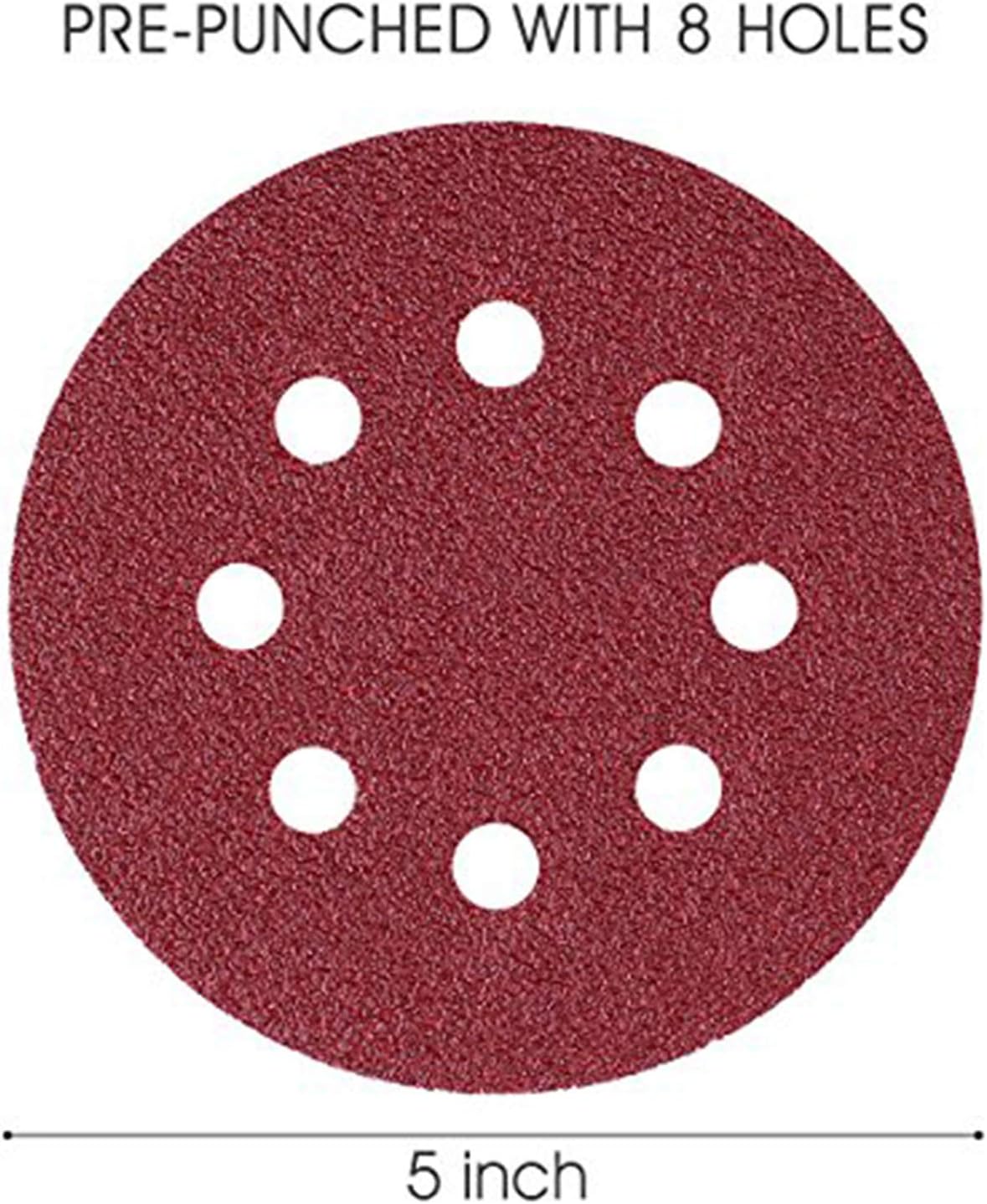 5-Inch 8-Hole Hook and Loop Sanding Discs, 40/80/120/240/320/600/800 Assorted Grits Sandpaper - Pack of 70 - - 