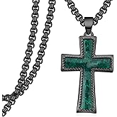 Zoxuxiwu Black Cross Necklace 925 Sterling Silver Malachite Cross Necklace for Men Religious Jewelry Gifts for Men