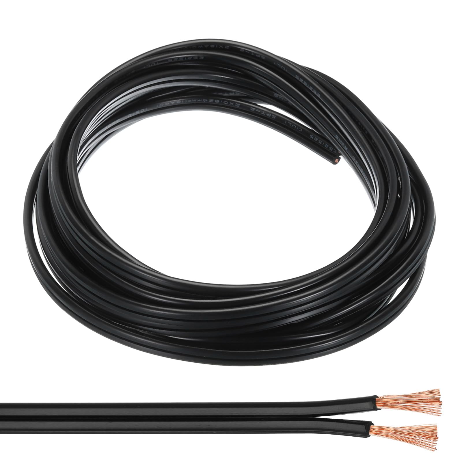 PATIKIL 15Ft 18/2 PVC Covered Wire, 300V SPT-2 Lamp Cord Insulated Heat Resistant Electronical Flexible Cable for LED Lamp Wire Audio Cable Speaker, Black, UL Listed