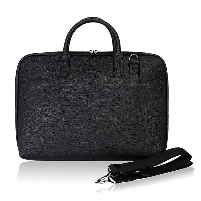 Arvok 15.6 16 Inch PU Leather Laptop Bag with Handle and Shoulder Strap