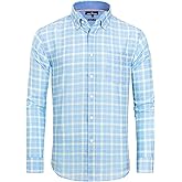Alimens & Gentle Men's Plaid Button Down Shirts Cotton Long Sleeve Dress Shirts Regular Fit Gingham Shirts