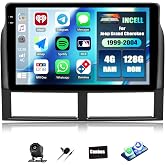 CAMECHO 4+128GB Car Radio Stereo for Jeep Grand Cherokee 1999-2004, 9" Incell 1280 * 720 Touch Screen Head Unit with Android 15 CarPlay Android Auto GPS Navigation Bluetooth FM RDS Backup Camera