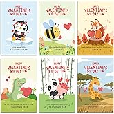 24 Assorted Religious Valentine's Day Card Set, Bible Verse Valentines Cards with Envelopes and Stickers, Animal Christian Valentines Day Card Bulk for Kids School, 4 x 6 In(6 Designs, 4 Each)