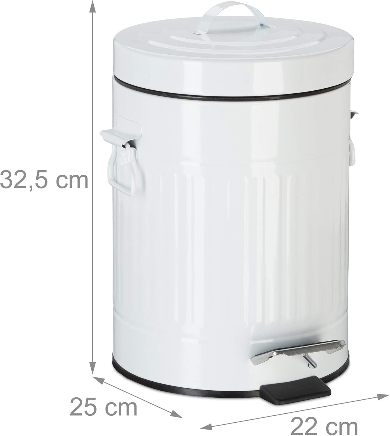 Relaxdays Pedal Bin, Vintage Under Kitchen Counter & Bathroom Bin, Metal, 5 L, White, 32.5 x 22 x 25 cm - Image 5