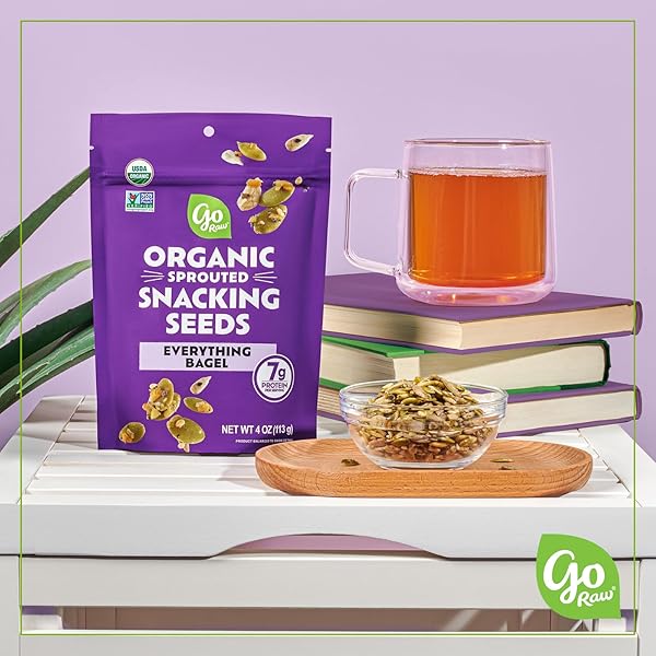 GO RAW ORGANIC SPROUTED EVERYTHING BAGEL SNACKING SEEDS, 4 OZ, 6 PACK, PUMPKIN & SUNFLOWER SEEDS, KETO, KOSHER