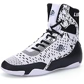 B LUCK SHOE Mens Boxing Shoes High Top Lightweight Breathable Boxing Boots with Ankle Support for Training and Sparring LS198